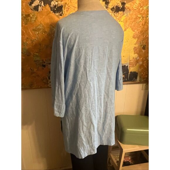 Lands' End Womens Linen Split Neck Tunic Soft Blue Linen 18 - Picture 6 of 9